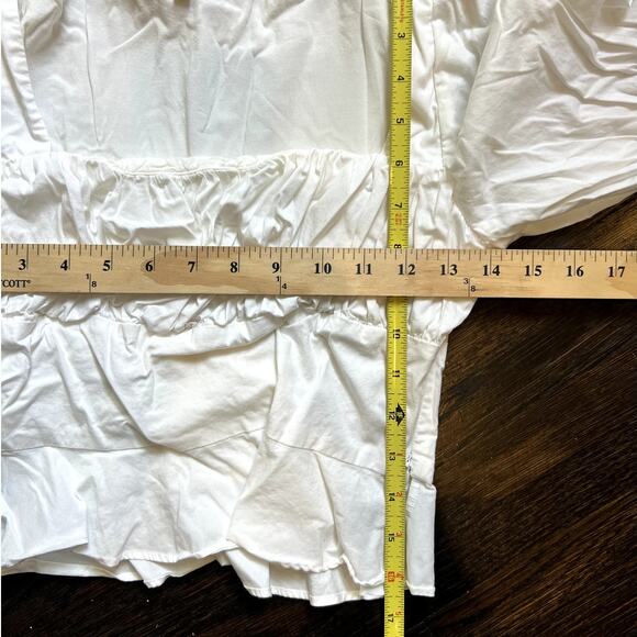 Majorelle | Preston Puff Sleeve Peplum Blouse Top Romantic Boho White Size Small - Picture 7 of 7